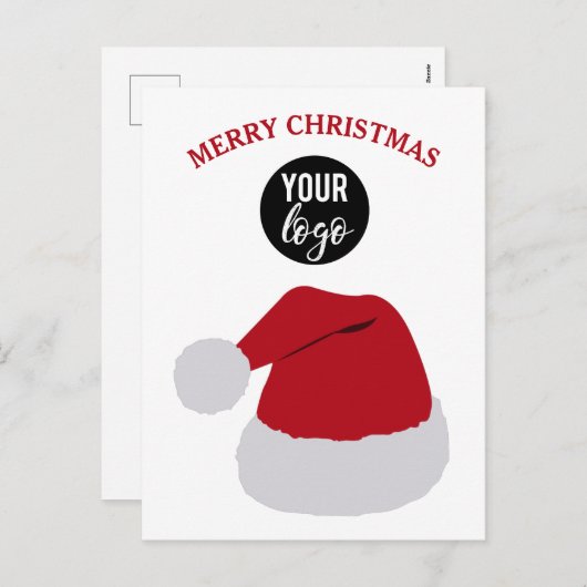 クリスマスサンタハットメリークリスマスビジネスロゴ シーズンポストカード (正面/裏面)