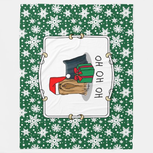 クリスマスサンタハットヨークシャーテリアーヨークシャーテリアかわいい フリースブランケット (正面)