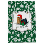 クリスマスサンタハットヨークシャーテリアーヨークシャーテリアかわいい ミディアムペーパーバッグ (正面)