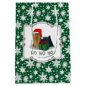 クリスマスサンタハットヨークシャーテリアーヨークシャーテリアかわいい ミディアムペーパーバッグ (裏面)