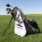 クリスマスサンタハットラプター ゴルフタオル (グリーン)