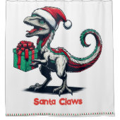 クリスマスサンタハットラプター シャワーカーテン (正面)