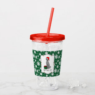 クリスマスサンタハットワイマラードッグ（グレー1）かわいい アクリルタンブラー