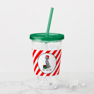 クリスマスサンタハットワイマラードッグ（グレー1）かわいい アクリルタンブラー