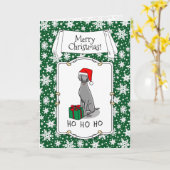 クリスマスサンタハットワイマラードッグ(グレー1)かわいい カード (黄色い花)