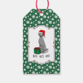 クリスマスサンタハットワイマラードッグ（グレー1）かわいい ギフトタグ (正面)