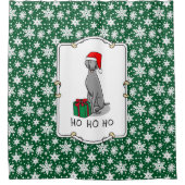 クリスマスサンタハットワイマラードッグ（グレー1）かわいい シャワーカーテン (正面)