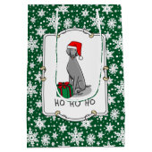 クリスマスサンタハットワイマラードッグ（グレー1）かわいい ミディアムペーパーバッグ (裏面)