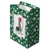 クリスマスサンタハットワイマラードッグ（グレー1）かわいい ミディアムペーパーバッグ (裏面アングル)