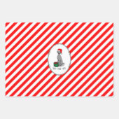 クリスマスサンタハットワイマラードッグ（グレー1）かわいい ラッピングペーパーシート (正面3)