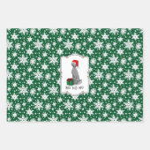 クリスマスサンタハットワイマラードッグ（グレー1）かわいい ラッピングペーパーシート (正面)