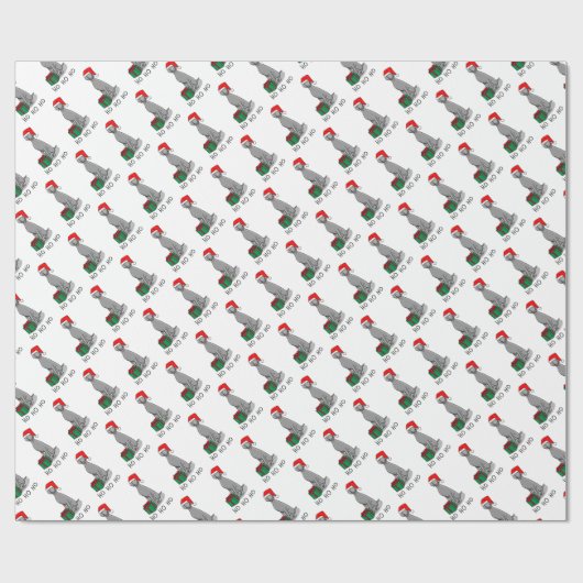 クリスマスサンタハットワイマラードッグ(グレー1)かわいい ラッピングペーパー (フラット)