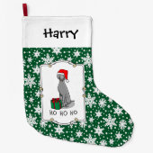 クリスマスサンタハットワイマラードッグ(グレー1)かわいい ラージクリスマスストッキング (正面)