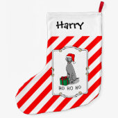 クリスマスサンタハットワイマラードッグ(グレー1)かわいい ラージクリスマスストッキング (裏面)