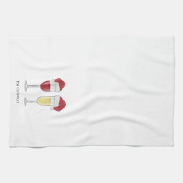 クリスマスサンタハットワインシャンパングラスカスタムズ キッチンタオル