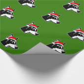 クリスマスサンタハット付きドバーマンドッグ ラッピングペーパー (角)