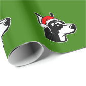 クリスマスサンタハット付きドバーマンドッグ ラッピングペーパー (ロールコーナー)