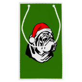 クリスマスサンタハット付きブルドッグ スモールペーパーバッグ (裏面)