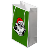 クリスマスサンタハット付きブルドッグ スモールペーパーバッグ (裏面アングル)
