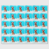 クリスマスサンタハット付きヨークシャーテリアドッグ ラッピングペーパー (フラット)