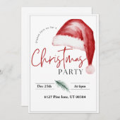 クリスマスサンタハット招待状 招待状 (正面/裏面)