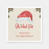 クリスマスサンタハット誕生日パーティナプキンス スタンダードカクテルナプキン (正面)