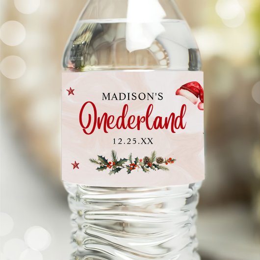 クリスマスサンタハット誕生日パーティー ペットボトルラベル