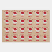 クリスマスサンタハット&名前をカスタムするパターンクラフト ラッピングペーパーシート (正面3)