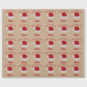 クリスマスサンタハット&名前をカスタムするパターンクラフト ラッピングペーパー (フラット)