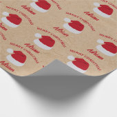 クリスマスサンタハット&名前をカスタムするパターンクラフト ラッピングペーパー (角)