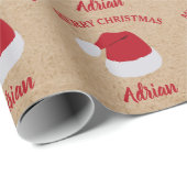 クリスマスサンタハット&名前をカスタムするパターンクラフト ラッピングペーパー (ロールコーナー)