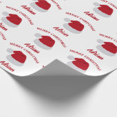 クリスマスサンタハット&名前をカスタムするパターン ラッピングペーパー (角)