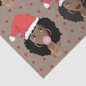 クリスマスサンタハット、黒人女性、ガム、赤ドット 薄葉紙 (詳細)