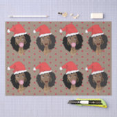 クリスマスサンタハット、黒人女性、ガム、赤ドット 薄葉紙 (クラフト)