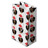 クリスマスサンタハット、黒人女性、ナチュラルヘア スモールペーパーバッグ (裏面アングル)