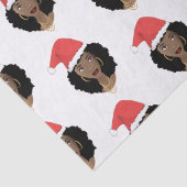 クリスマスサンタハット、黒人女性、ナチュラルヘア 薄葉紙 (詳細)