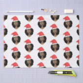 クリスマスサンタハット、黒人女性、ナチュラルヘア 薄葉紙 (クラフト)