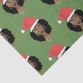 クリスマスサンタハット、黒人女性、緑 薄葉紙 (詳細)