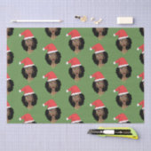 クリスマスサンタハット、黒人女性、緑 薄葉紙 (クラフト)