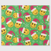 クリスマスサンタハッピーアイリング顔パターン ラッピングペーパー (フラット)