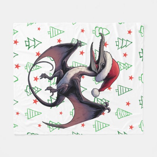 クリスマスサンタハプテロダクティル フリースブランケット (正面(横))