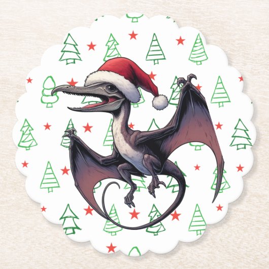 クリスマスサンタハプテロダクティル ペーパーコースター (正面)