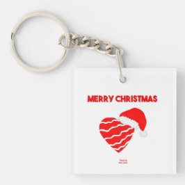 クリスマスサンタハートスクエアキーチェーン キーホルダー