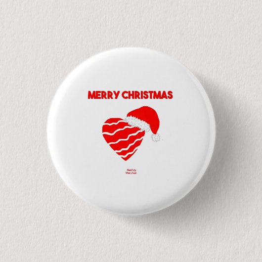 クリスマスサンタハートラウンドボタン 缶バッジ (正面)