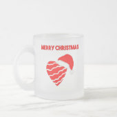 クリスマスサンタハート小型霜降りガラスマグ フロストグラスマグカップ (左)