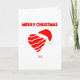 クリスマスサンタハート縦型グリーティングカード シーズンカード