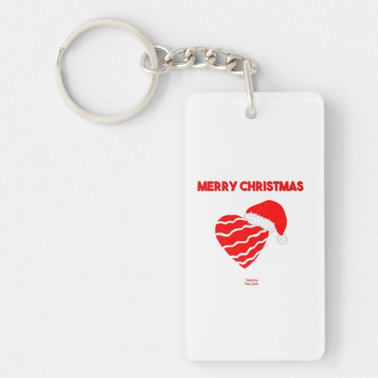 クリスマスサンタハート長方形キーチェーン キーホルダー (正面)