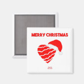 クリスマスサンタハート2インチ正方形磁石 マグネット (正面/裏面)