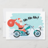 クリスマスサンタバイクもしくは自転車に乗る人ホリデーカード シーズンカード (正面)