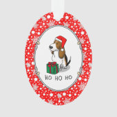 クリスマスサンタバセットハウンド(トリカラー1)かわいい オーナメント (正面)